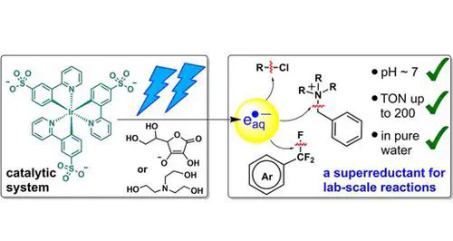 Unexpected Hydrated Electron Source for Preparative Visible-Light Driven Photoredox Catalysis
